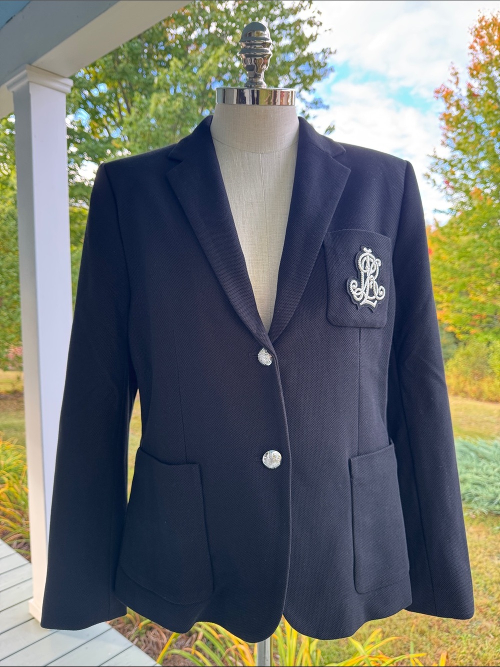RL Ladies Black Embroidered Pocket Blazer